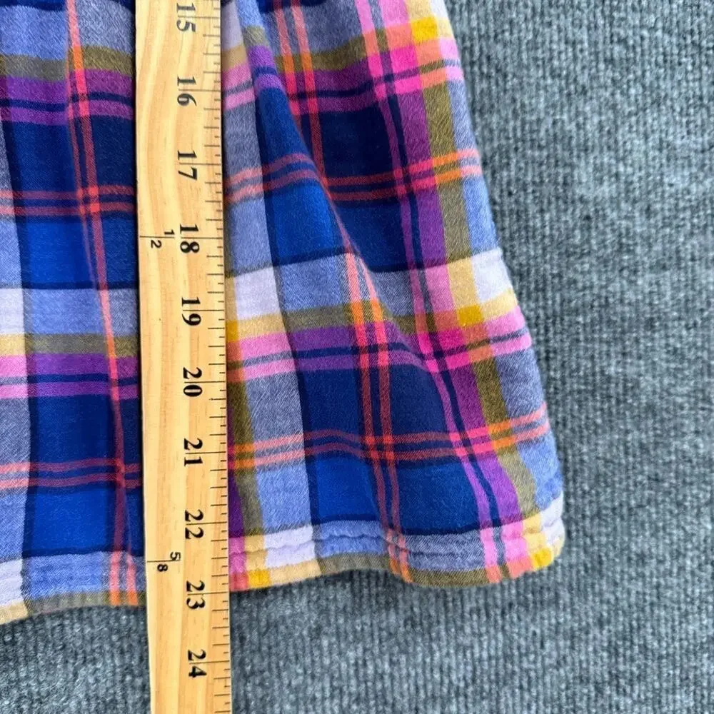 Cat & Jack Girls Plaid Shirt Dress Size 6 Multicolor Gauzy Double Weave Cotton